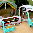 Modell einer Biogas-anlage mit BHKW, Energie-einspeisung und weiteren Details