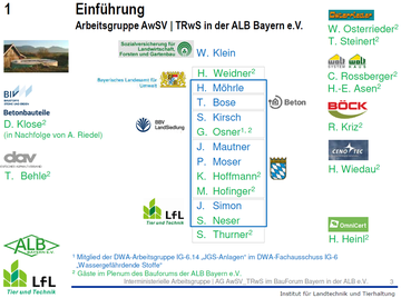 AG AwSV/TRwS im BauForum Bayern der ALB; Quelle: Baufachtagung 2019, Vortrag Jochen Simon - LfL-ILT Grub, Seite 3